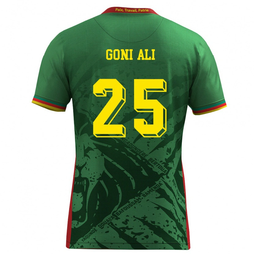 Danxen Niño Camiseta Camerún Goni Ali #25 Verde Amarillo Rojo 1ª Equipación 26-28 La Camisa México