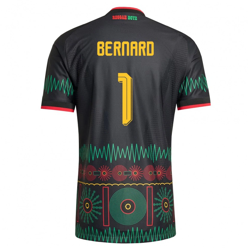 Danxen Niño Camiseta Jamaica Akeem Bernard #1 Negro Rojo Amarillo 2ª Equipación 26-28 La Camisa México