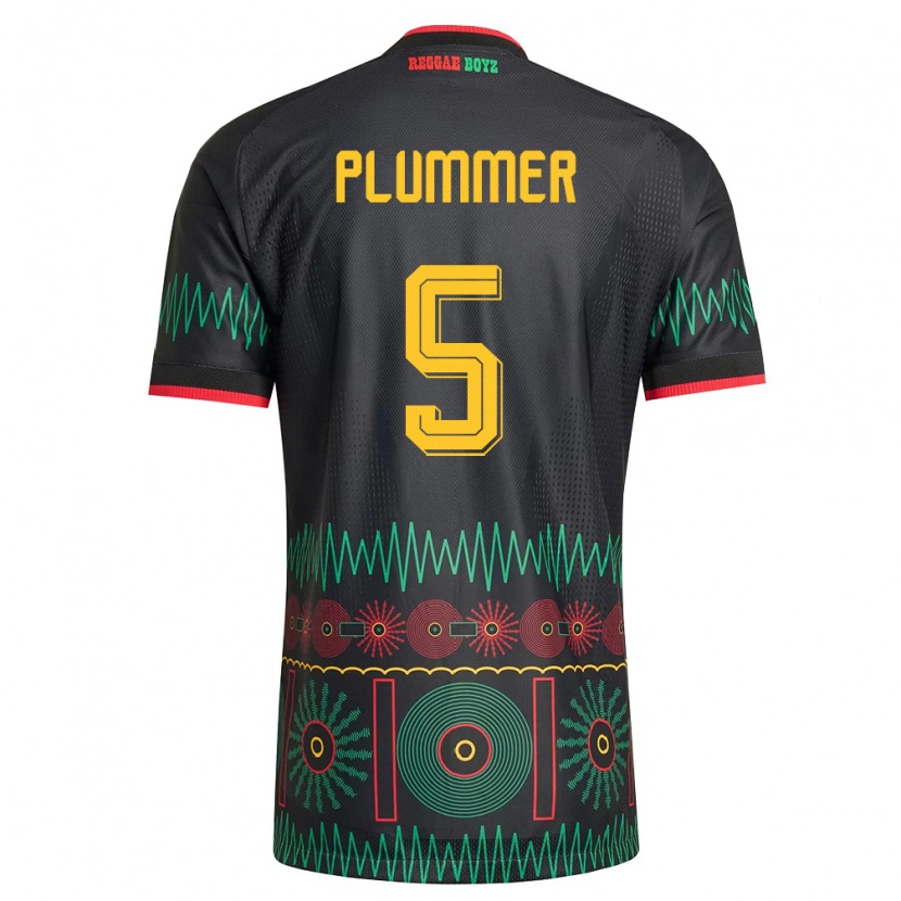 Danxen Niño Camiseta Jamaica Konya Plummer #5 Negro Rojo Amarillo 2ª Equipación 26-28 La Camisa México