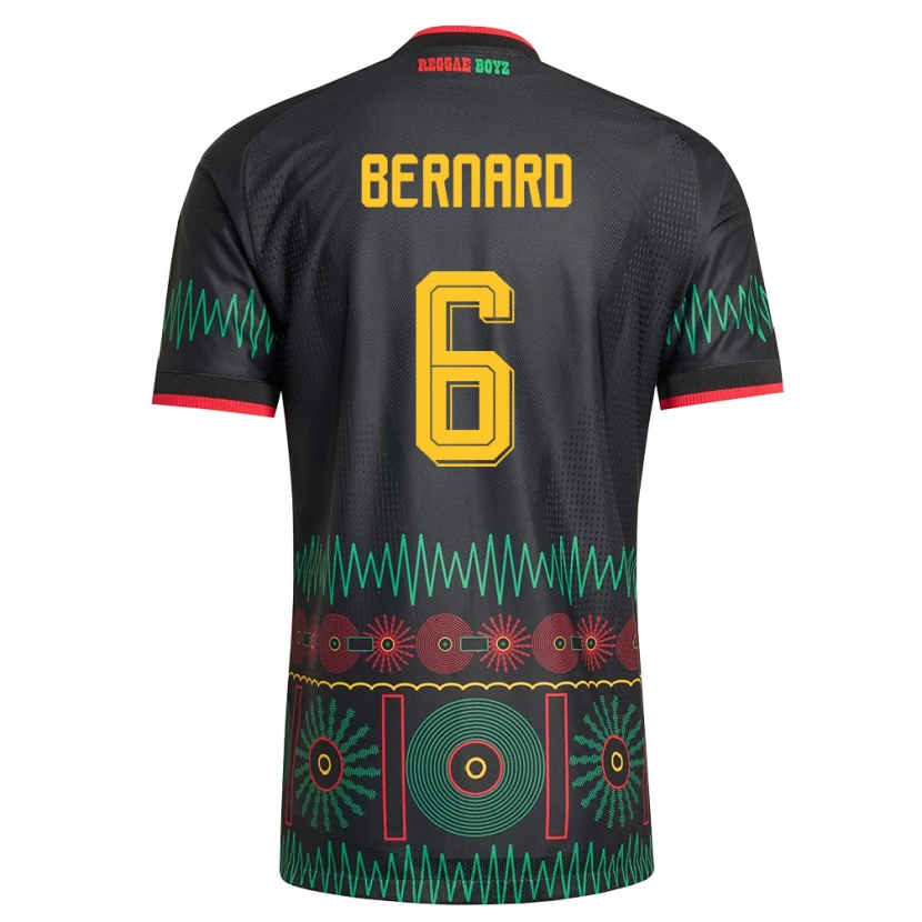 Danxen Niño Camiseta Jamaica Di'shon Bernard #6 Negro Rojo Amarillo 2ª Equipación 26-28 La Camisa México