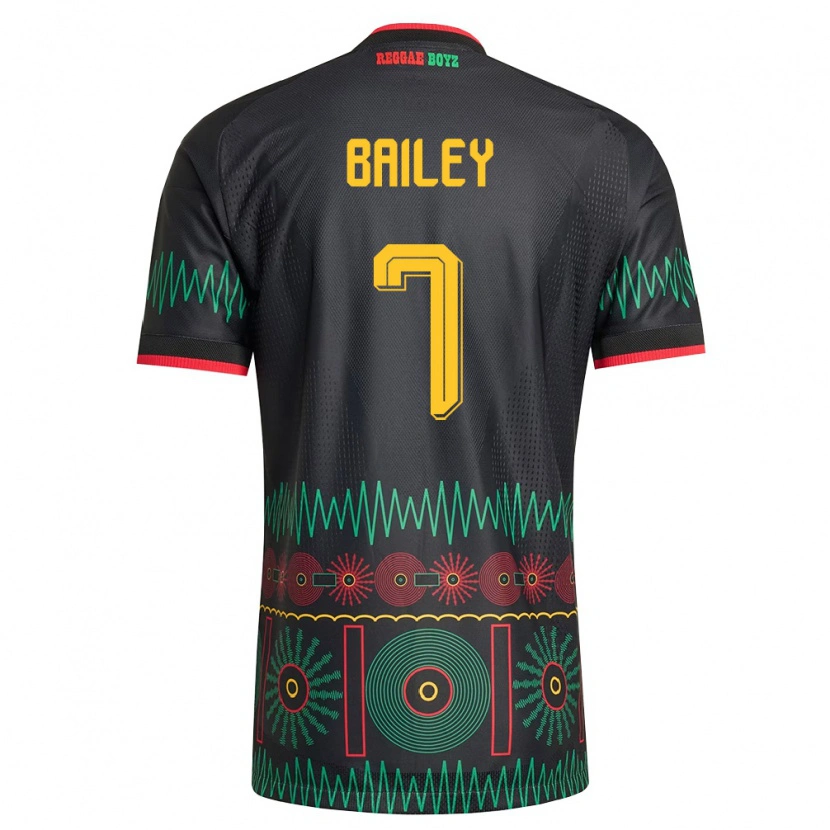 Danxen Niño Camiseta Jamaica Leon Bailey #7 Negro Rojo Amarillo 2ª Equipación 26-28 La Camisa México