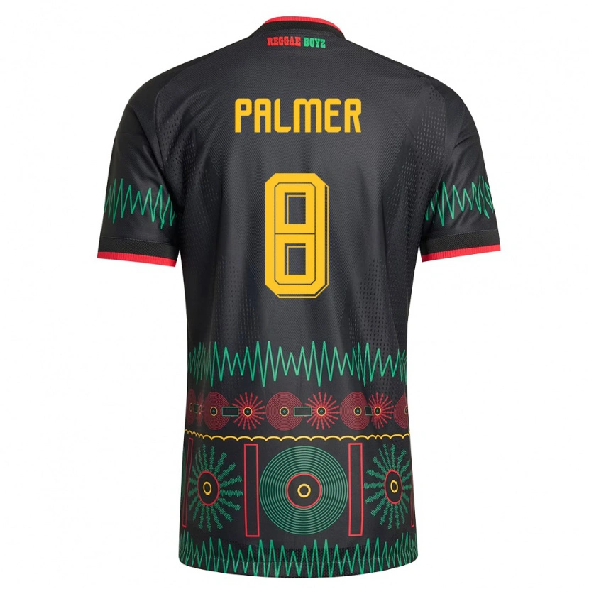 Danxen Niño Camiseta Jamaica Kasey Palmer #8 Negro Rojo Amarillo 2ª Equipación 26-28 La Camisa México