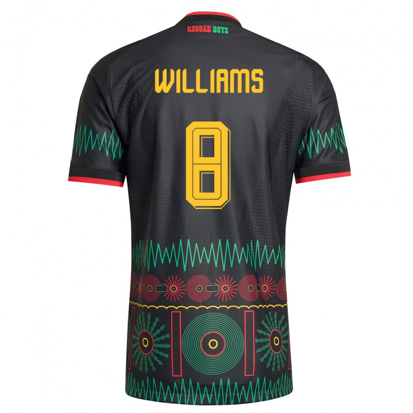 Danxen Niño Camiseta Jamaica Damarley Williams #8 Negro Rojo Amarillo 2ª Equipación 26-28 La Camisa México