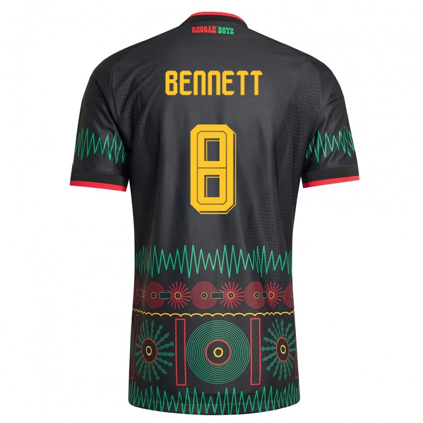 Danxen Niño Camiseta Jamaica Jaheem Bennett #8 Negro Rojo Amarillo 2ª Equipación 26-28 La Camisa México