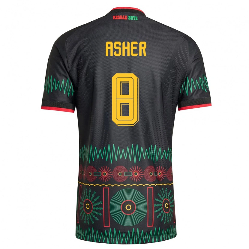Danxen Niño Camiseta Jamaica Chinyelu Asher #8 Negro Rojo Amarillo 2ª Equipación 26-28 La Camisa México