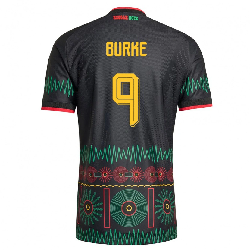 Danxen Niño Camiseta Jamaica Cory Burke #9 Negro Rojo Amarillo 2ª Equipación 26-28 La Camisa México