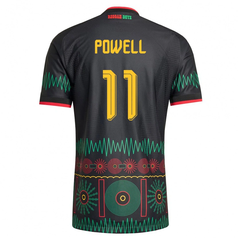 Danxen Niño Camiseta Jamaica Destiny Powell #11 Negro Rojo Amarillo 2ª Equipación 26-28 La Camisa México