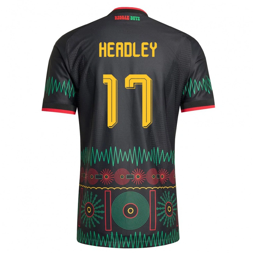 Danxen Niño Camiseta Jamaica Santana Headley #17 Negro Rojo Amarillo 2ª Equipación 26-28 La Camisa México