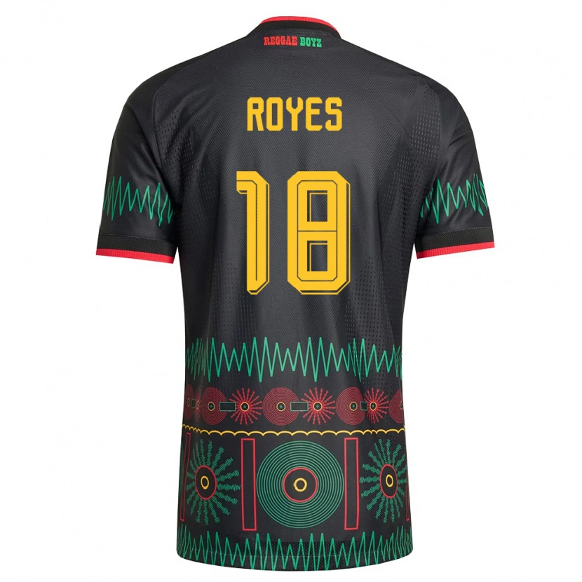 Danxen Niño Camiseta Jamaica Jude Royes #18 Negro Rojo Amarillo 2ª Equipación 26-28 La Camisa México