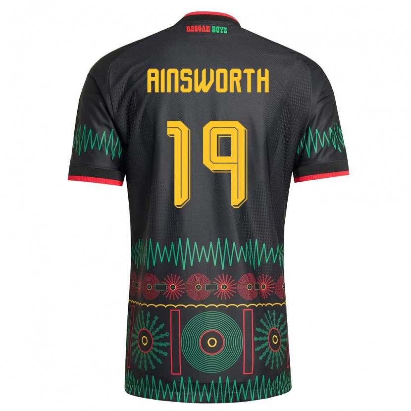 Danxen Niño Camiseta Jamaica Christopher Ainsworth #19 Negro Rojo Amarillo 2ª Equipación 26-28 La Camisa México