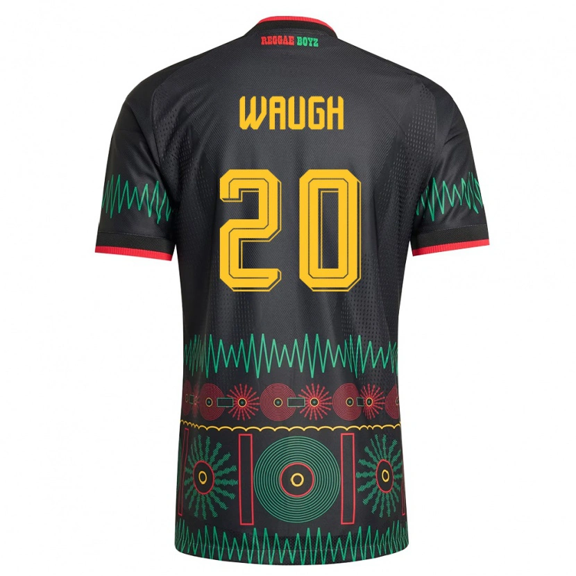Danxen Niño Camiseta Jamaica Nyle Waugh #20 Negro Rojo Amarillo 2ª Equipación 26-28 La Camisa México