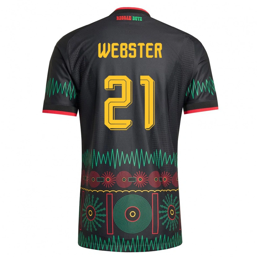 Danxen Niño Camiseta Jamaica Ronaldo Webster #21 Negro Rojo Amarillo 2ª Equipación 26-28 La Camisa México