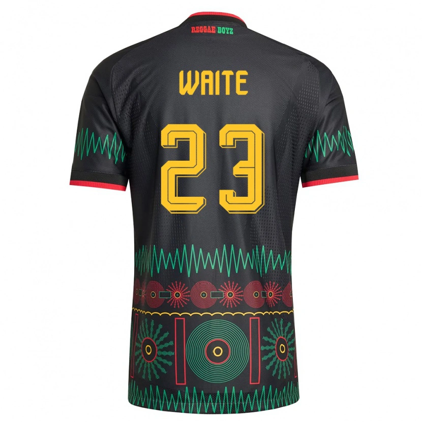 Danxen Niño Camiseta Jamaica Jahmali Waite #23 Negro Rojo Amarillo 2ª Equipación 26-28 La Camisa México
