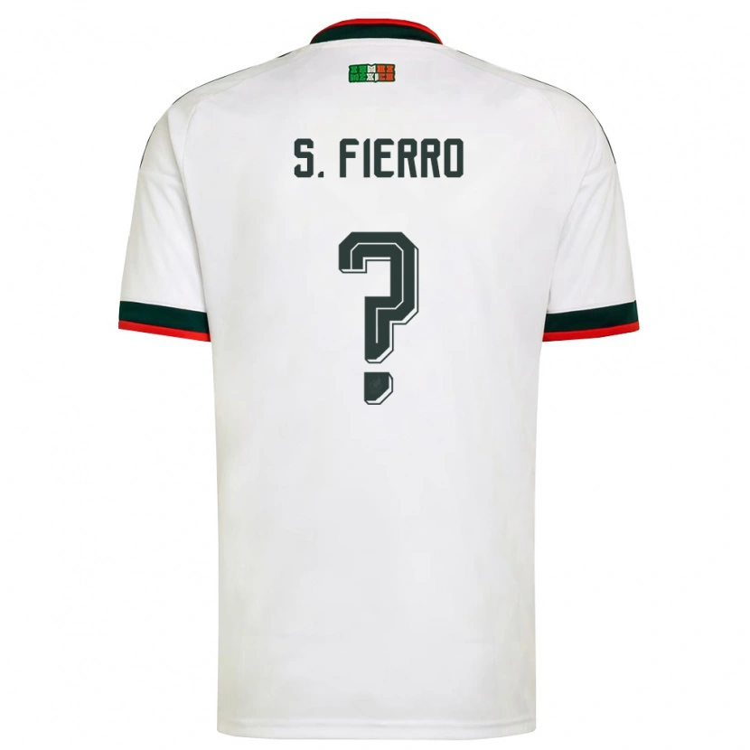 Danxen Niño Camiseta México Sebastián Fierro #0 Blanco Borgoña Verde 2ª Equipación 26-28 La Camisa México