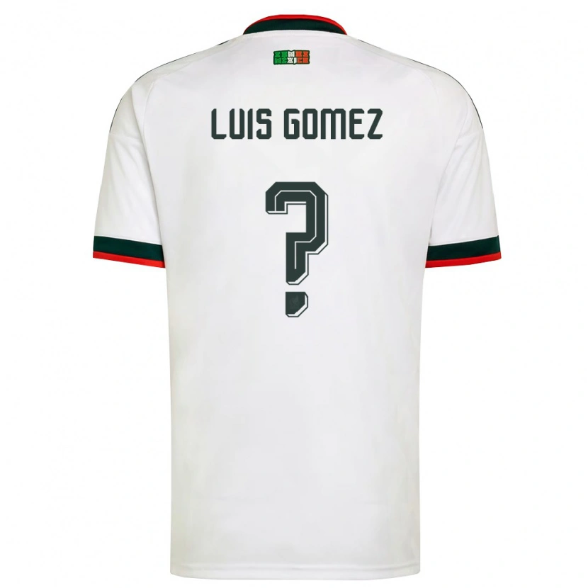 Danxen Niño Camiseta México Luis Gómez #0 Blanco Borgoña Verde 2ª Equipación 26-28 La Camisa México