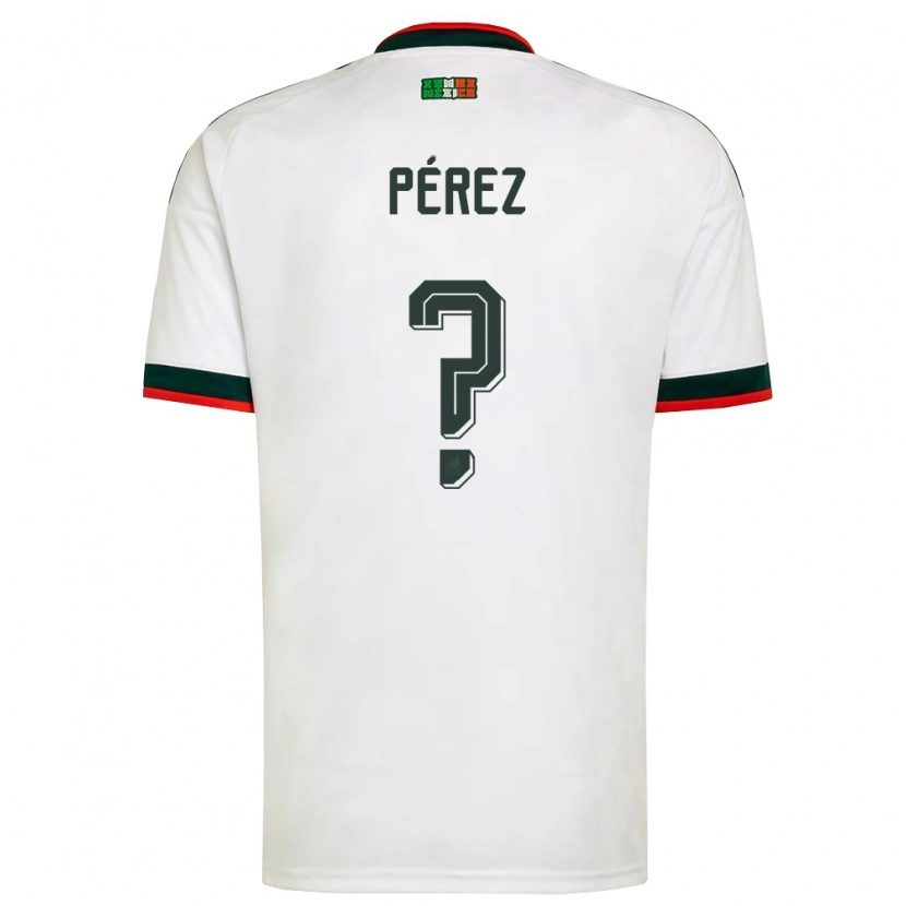 Danxen Niño Camiseta México Santiago Pérez #0 Blanco Borgoña Verde 2ª Equipación 26-28 La Camisa México