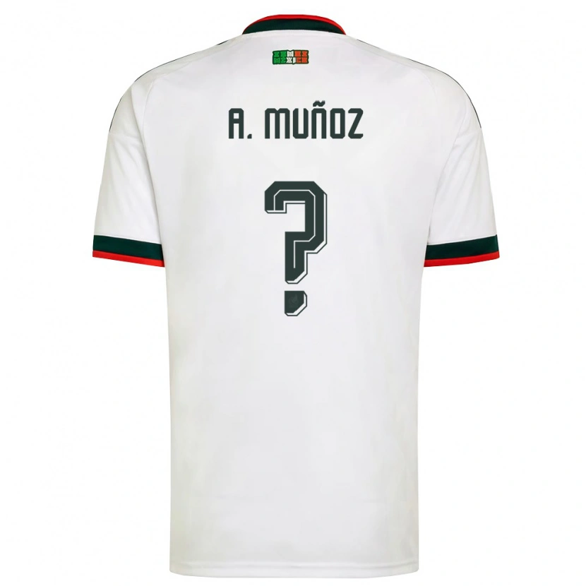 Danxen Niño Camiseta México Aarón Muñoz #0 Blanco Borgoña Verde 2ª Equipación 26-28 La Camisa México
