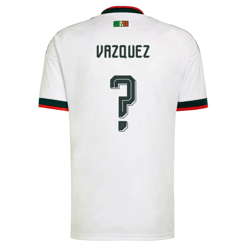 Danxen Niño Camiseta México Maximo Vázquez #0 Blanco Borgoña Verde 2ª Equipación 26-28 La Camisa México