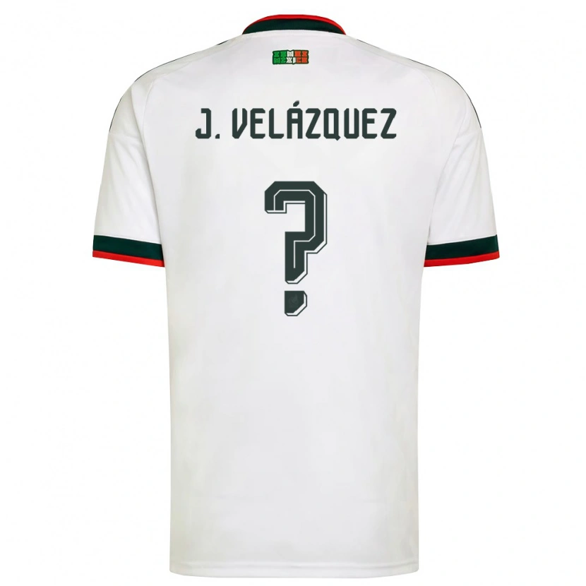 Danxen Niño Camiseta México José Velázquez #0 Blanco Borgoña Verde 2ª Equipación 26-28 La Camisa México
