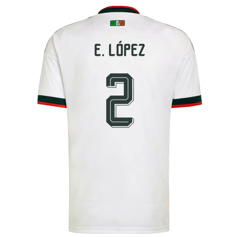 Danxen Niño Camiseta México Everardo López #2 Blanco Borgoña Verde 2ª Equipación 26-28 La Camisa México