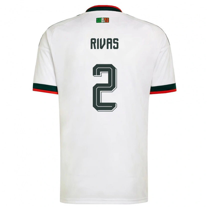 Danxen Niño Camiseta México Jesus Rivas #2 Blanco Borgoña Verde 2ª Equipación 26-28 La Camisa México