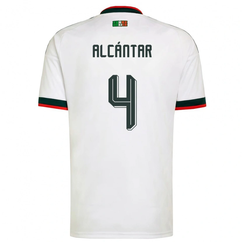 Danxen Niño Camiseta México Jesus Alcantar #4 Blanco Borgoña Verde 2ª Equipación 26-28 La Camisa México