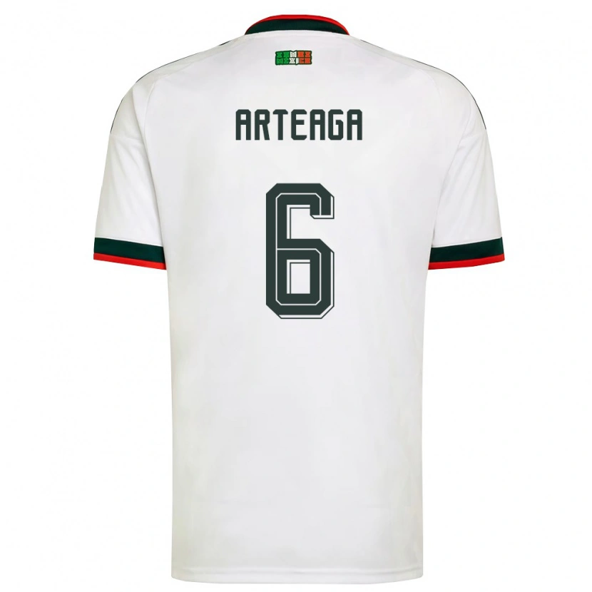 Danxen Niño Camiseta México Gerardo Arteaga #6 Blanco Borgoña Verde 2ª Equipación 26-28 La Camisa México