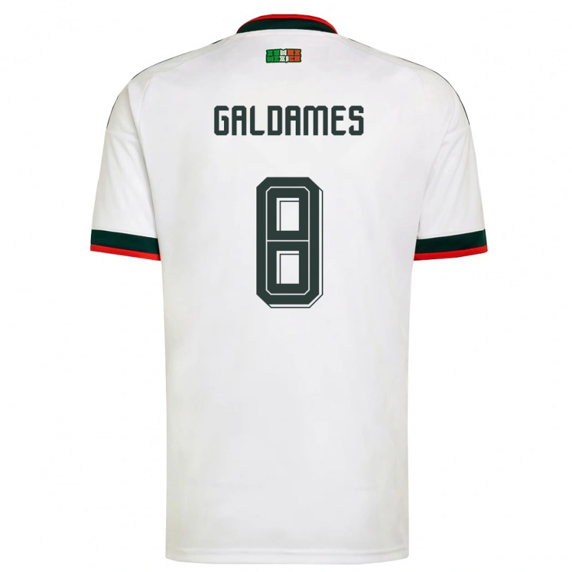 Danxen Niño Camiseta México Benjamin Galdames #8 Blanco Borgoña Verde 2ª Equipación 26-28 La Camisa México