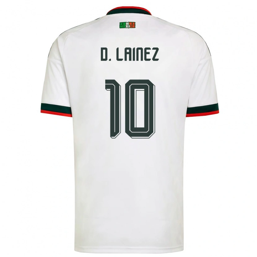 Danxen Niño Camiseta México Diego Lainez #10 Blanco Borgoña Verde 2ª Equipación 26-28 La Camisa México