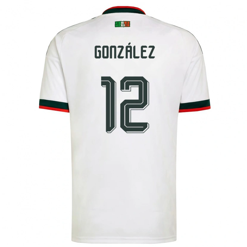 Danxen Niño Camiseta México Itzel Gonzalez #12 Blanco Borgoña Verde 2ª Equipación 26-28 La Camisa México