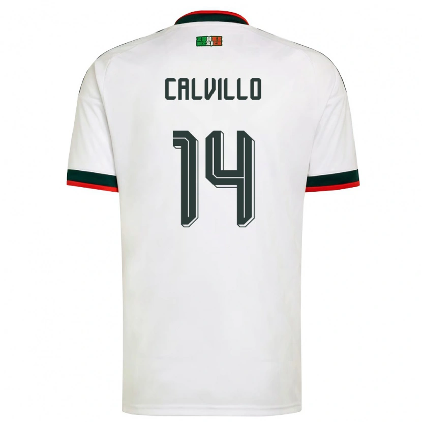 Danxen Niño Camiseta México Carlos Calvillo #14 Blanco Borgoña Verde 2ª Equipación 26-28 La Camisa México