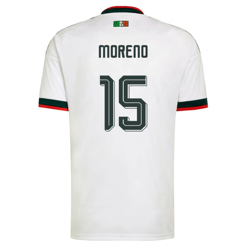 Danxen Niño Camiseta México Hector Moreno #15 Blanco Borgoña Verde 2ª Equipación 26-28 La Camisa México