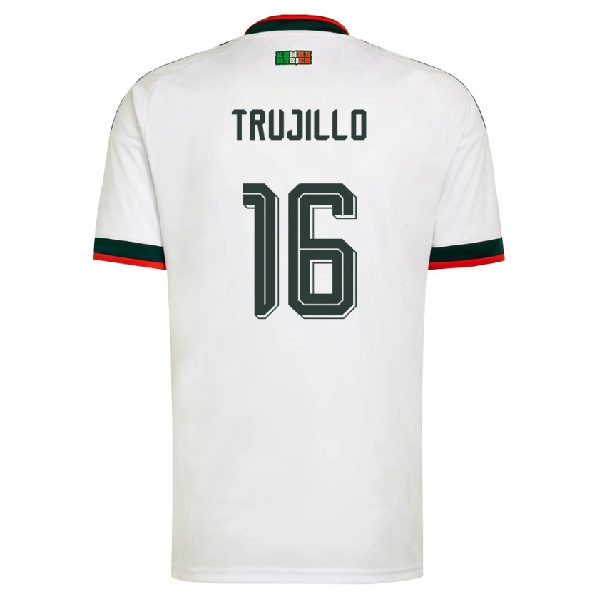 Danxen Niño Camiseta México Luis Trujillo #16 Blanco Borgoña Verde 2ª Equipación 26-28 La Camisa México