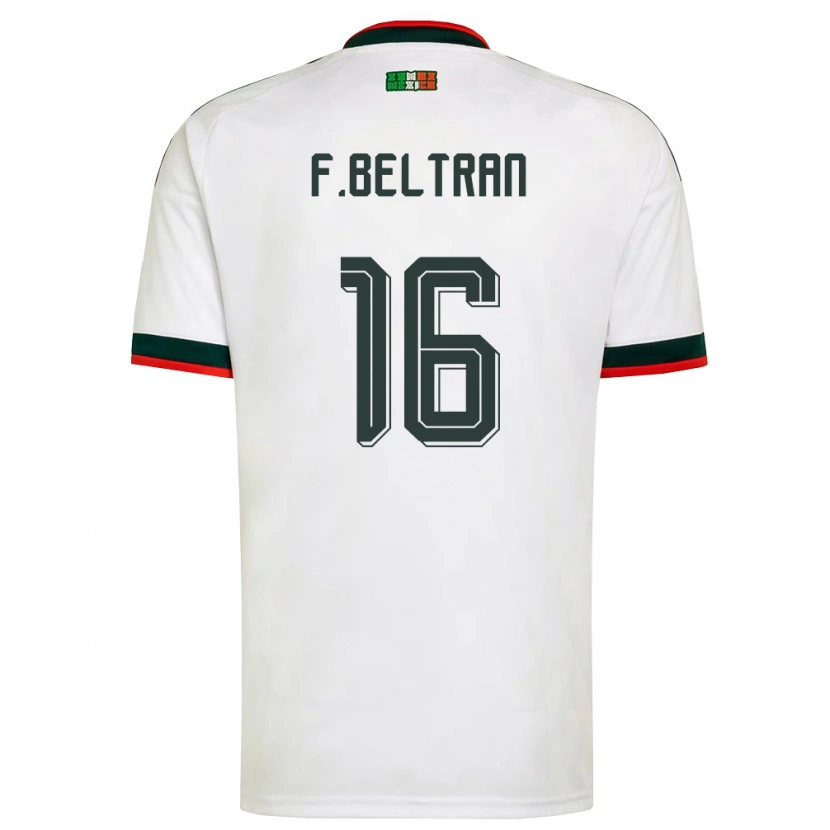 Danxen Niño Camiseta México Fernando Beltran #16 Blanco Borgoña Verde 2ª Equipación 26-28 La Camisa México