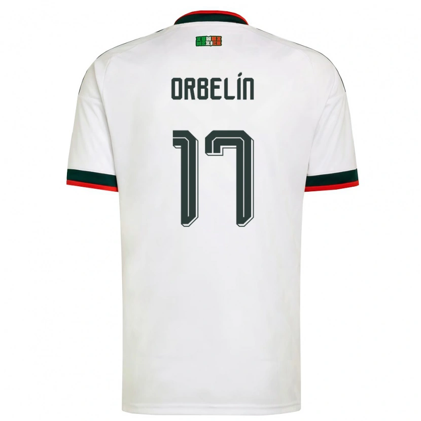 Danxen Niño Camiseta México Orbelín Pineda #17 Blanco Borgoña Verde 2ª Equipación 26-28 La Camisa México