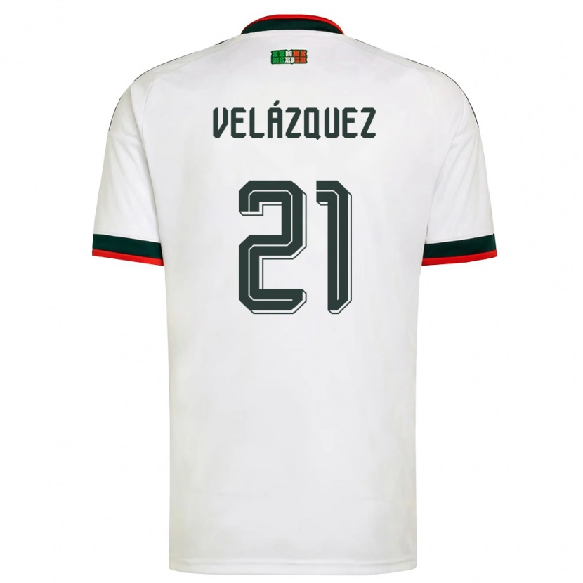 Danxen Niño Camiseta México Matías Velázquez #21 Blanco Borgoña Verde 2ª Equipación 26-28 La Camisa México