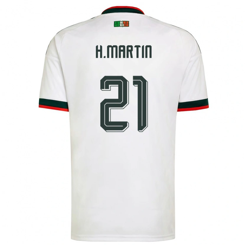 Danxen Niño Camiseta México Henry Martin #21 Blanco Borgoña Verde 2ª Equipación 26-28 La Camisa México