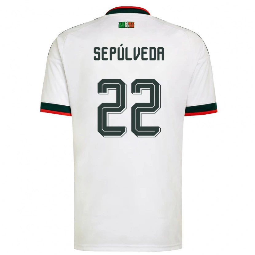 Danxen Niño Camiseta México Ángel Sepúlveda #22 Blanco Borgoña Verde 2ª Equipación 26-28 La Camisa México