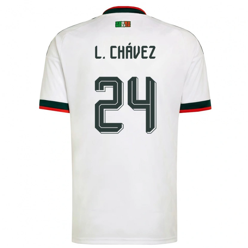 Danxen Niño Camiseta México Luis Chávez #24 Blanco Borgoña Verde 2ª Equipación 26-28 La Camisa México