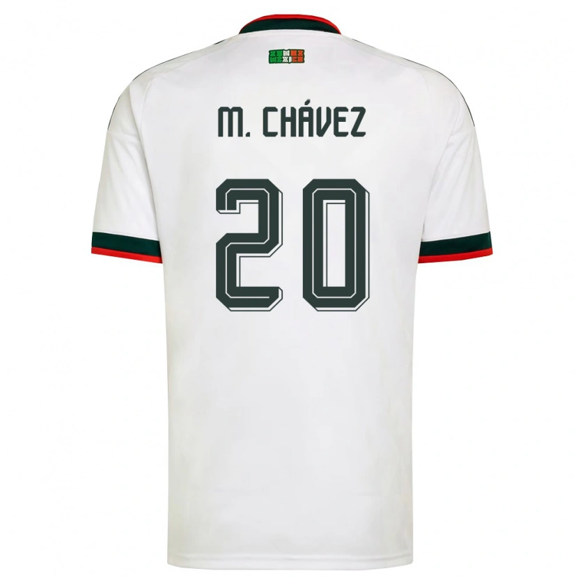 Danxen Niño Camiseta México Mateo Chávez #20 Blanco Borgoña Verde 2ª Equipación 26-28 La Camisa México