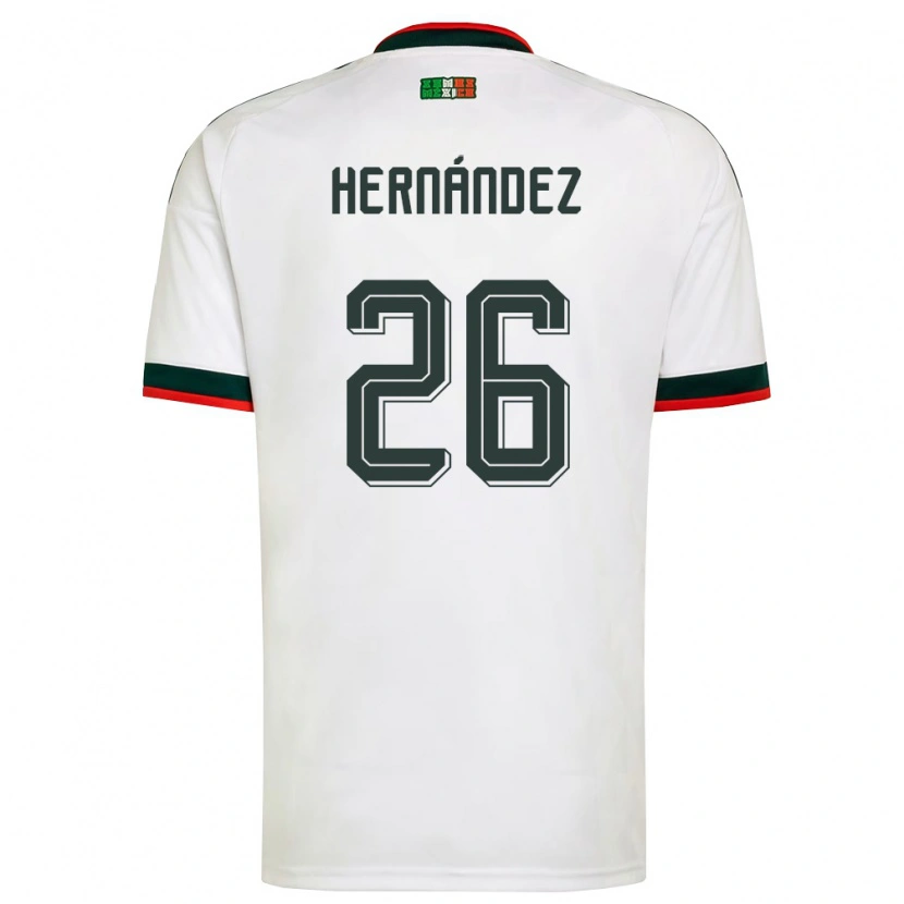 Danxen Niño Camiseta México Nicolette Hernandez #26 Blanco Borgoña Verde 2ª Equipación 26-28 La Camisa México