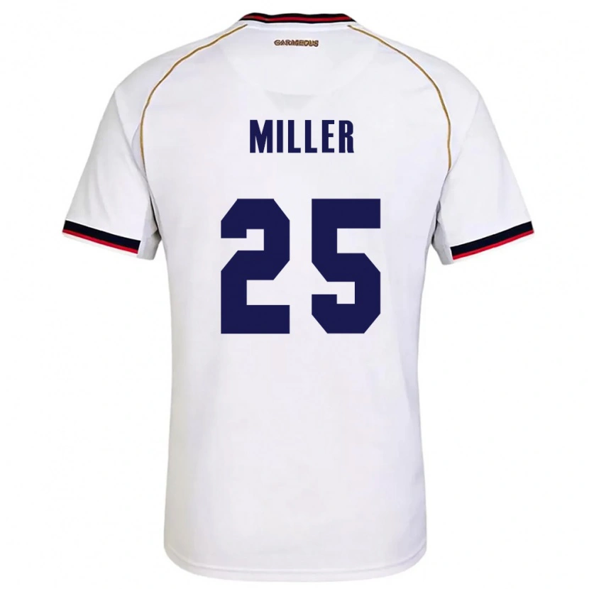 Danxen Niño Camiseta Panamá Roderick Miller #25 Blanco Rojo 2ª Equipación 26-28 La Camisa México