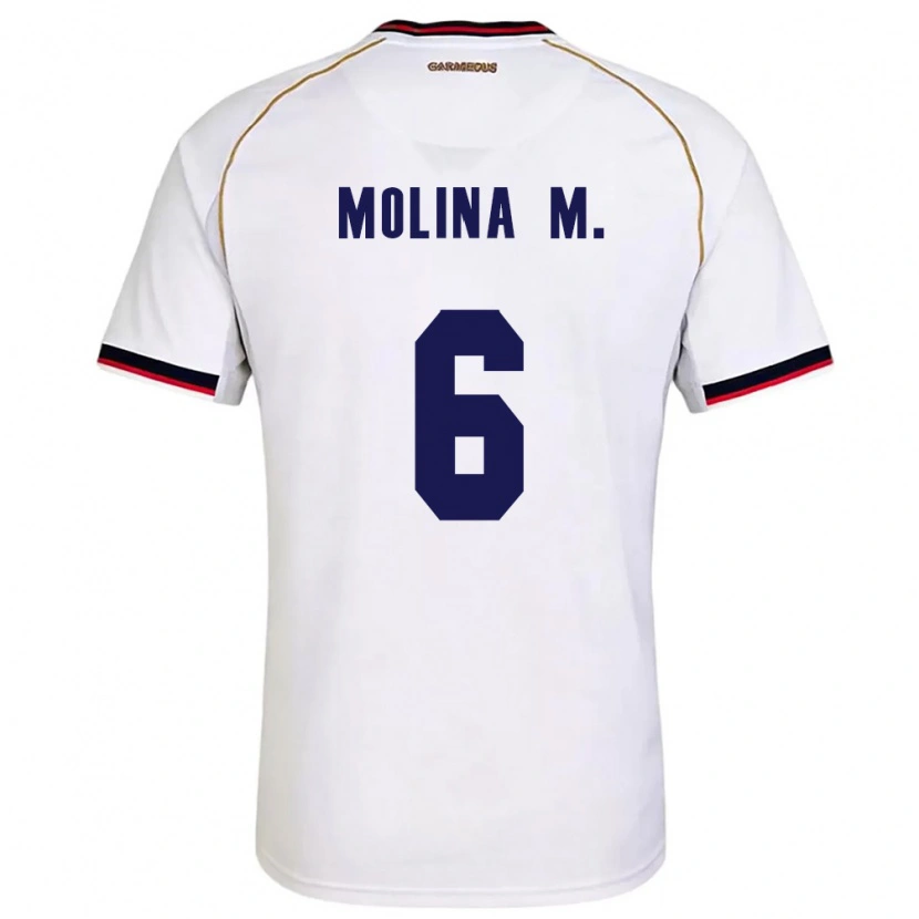 Danxen Niño Camiseta Panamá Mariana Molina #6 Blanco Rojo 2ª Equipación 26-28 La Camisa México