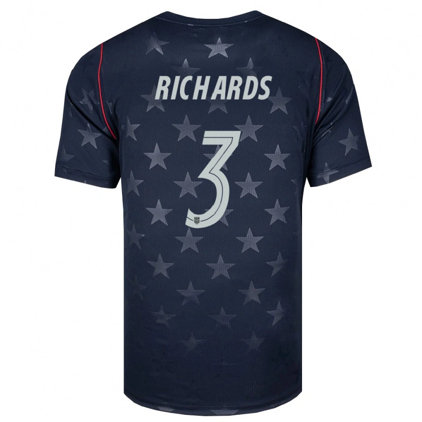 Danxen Niño Camiseta Estados Unidos Chris Richards #3 Negro Blanco Rojo 2ª Equipación 26-28 La Camisa México