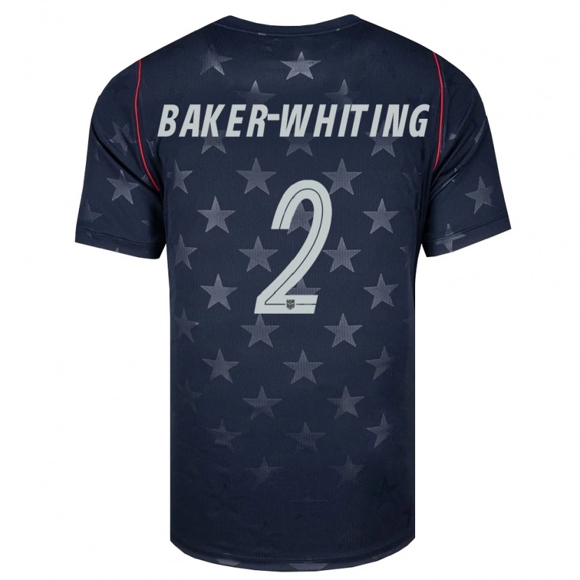 Danxen Niño Camiseta Estados Unidos Reed Baker-Whiting #2 Negro Blanco Rojo 2ª Equipación 26-28 La Camisa México