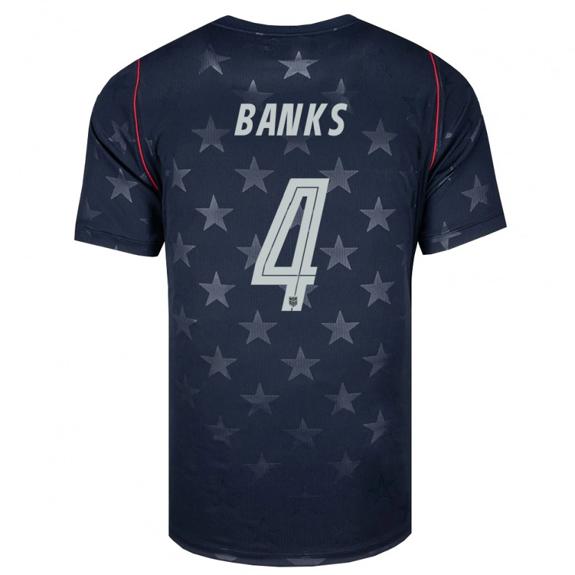 Danxen Niño Camiseta Estados Unidos Noahkai Banks #4 Negro Blanco Rojo 2ª Equipación 26-28 La Camisa México