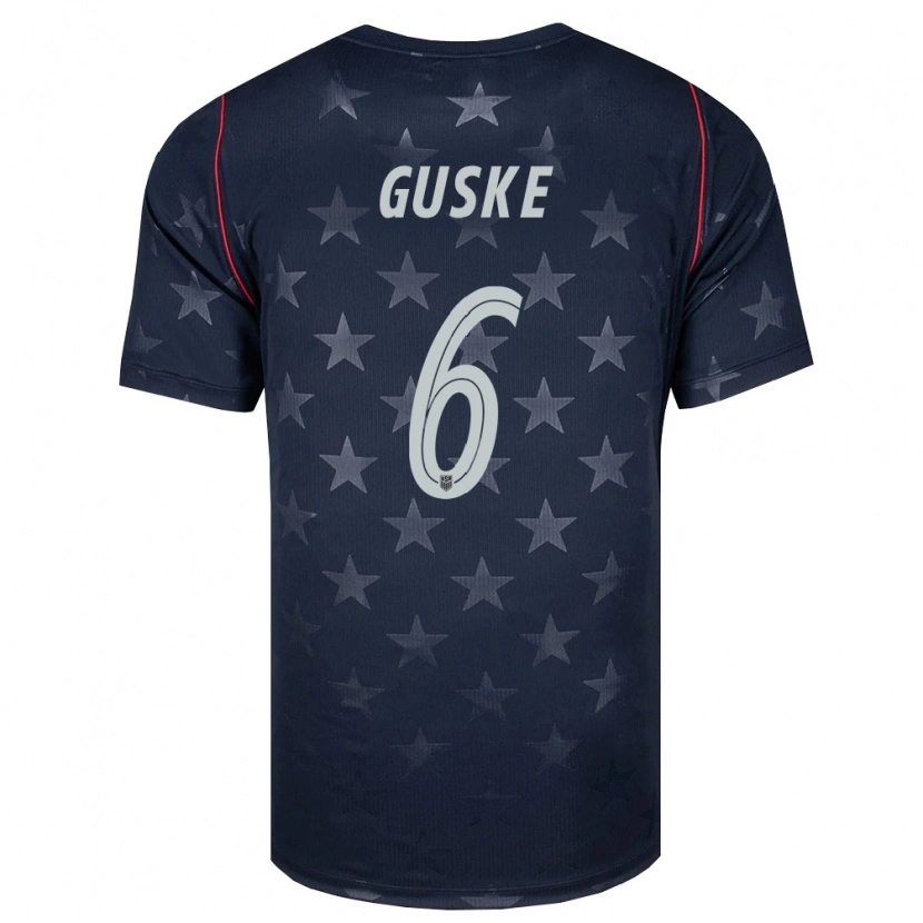 Danxen Niño Camiseta Estados Unidos Colin Guske #6 Negro Blanco Rojo 2ª Equipación 26-28 La Camisa México
