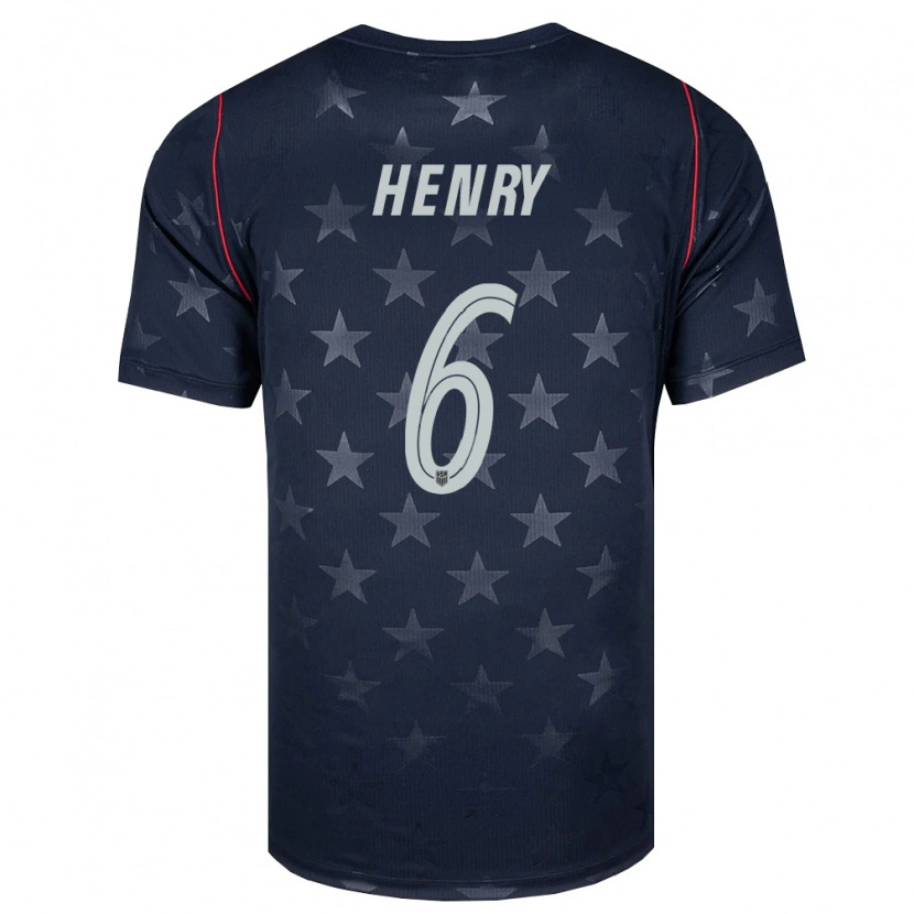 Danxen Niño Camiseta Estados Unidos Kobi Henry #6 Negro Blanco Rojo 2ª Equipación 26-28 La Camisa México