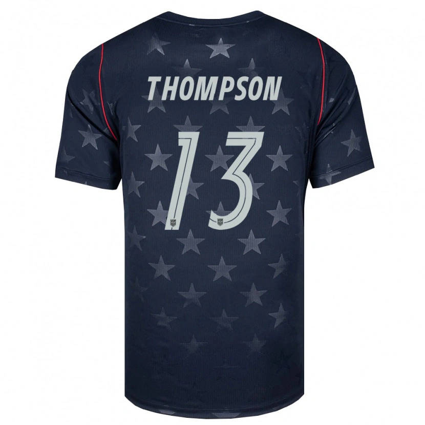 Danxen Niño Camiseta Estados Unidos Alyssa Thompson #13 Negro Blanco Rojo 2ª Equipación 26-28 La Camisa México