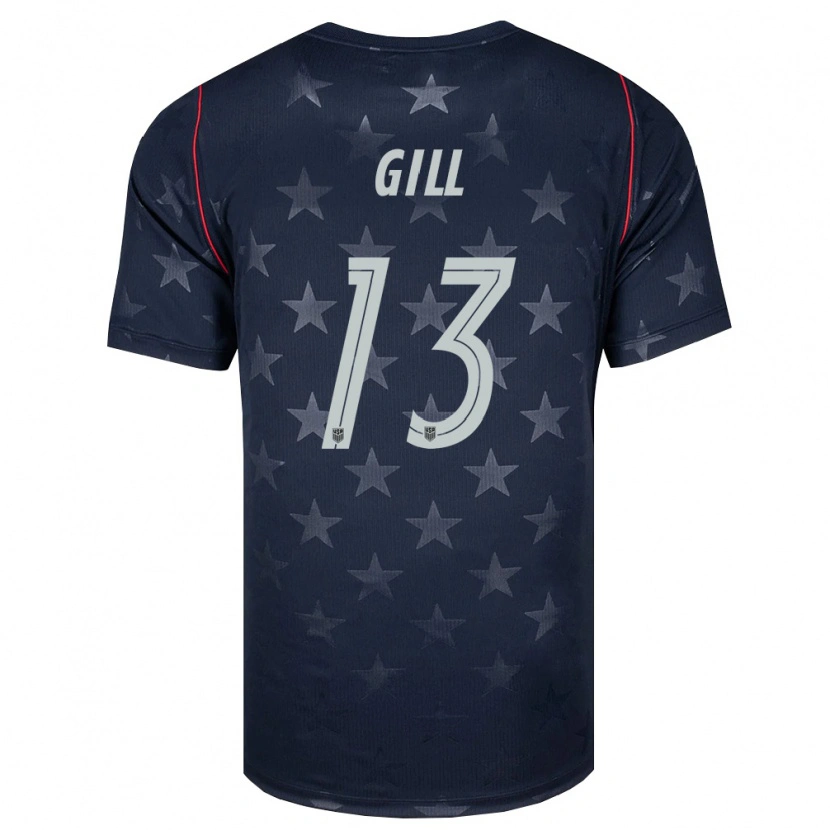 Danxen Niño Camiseta Estados Unidos Adrian Gill #13 Negro Blanco Rojo 2ª Equipación 26-28 La Camisa México